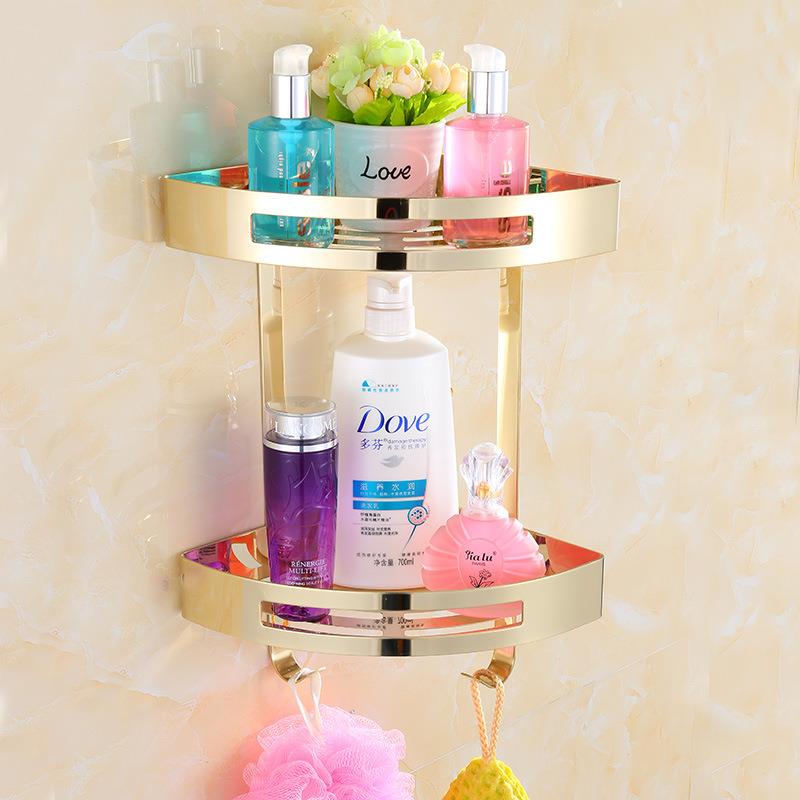 欧文304浴室置物架不锈钢四方三角篮多色置物架2层卫生间置物架壁