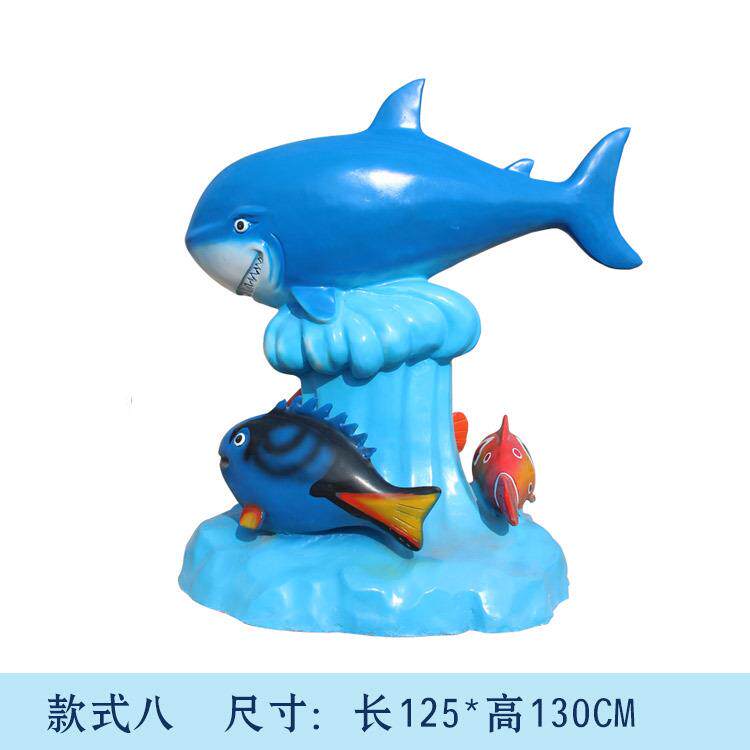 玻璃钢海豚小鱼雕塑 海洋生物动物景观装饰小品摆件 海洋馆美陈