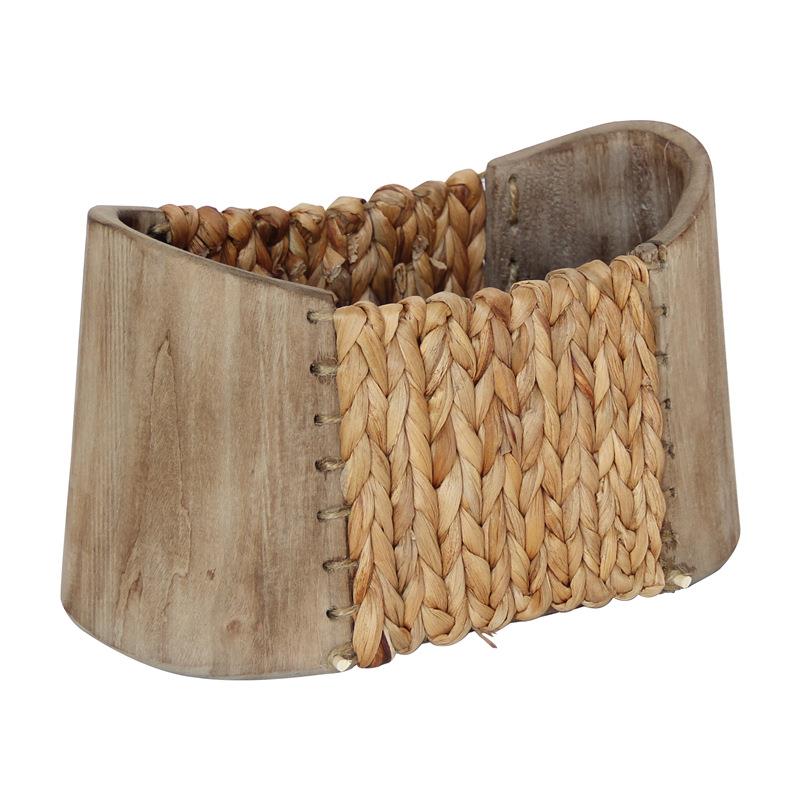 厂家销售手工制作蒲草和泡桐混搭编织储物器皿装饰工艺摆件