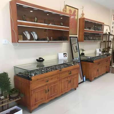 复古实木珠宝展示柜玉器翡翠展柜首饰银饰玻璃柜台古玩饰品陈列柜