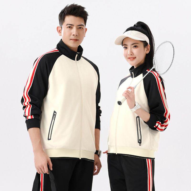 春秋季男女团服套装韩版时尚男女跑步休闲运动服情侣套装可印logo