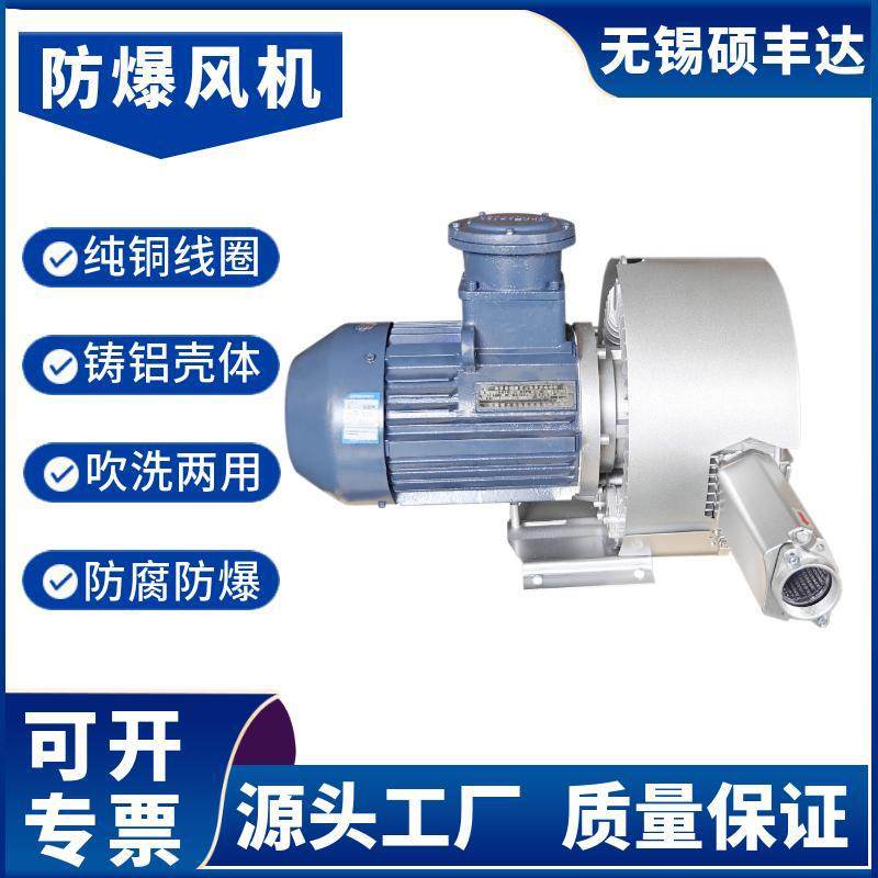 双级防爆旋涡风机2RB-520S-2 双叶轮粉尘隔爆高压风机气体循环4KW