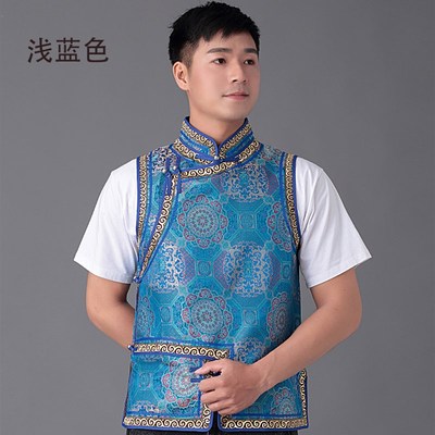 蒙古马甲男蒙古族马夹男士日常生活装蒙古男坎肩蒙族工作服新款男