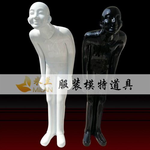 服装模特道具弯腰礼貌老人玻璃钢工程摆件鞠躬迎宾人迎Y宾雕塑假