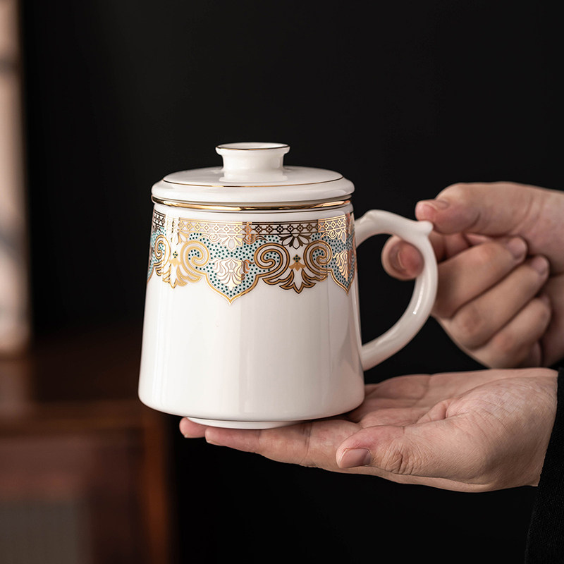 羊脂玉白瓷茶杯单个茶水分离陶瓷水杯喝茶办公杯可定制LOGO礼盒装,餐饮具,茶杯,淘宝优惠券,粉丝福利购,淘宝优惠卷