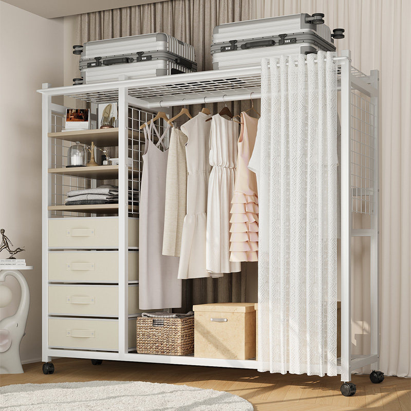 简易衣柜家用卧室组装货架结实耐用开放式防尘帘简约衣帽间储物柜,住宅家具,独立衣柜,淘宝优惠券,粉丝福利购,淘宝优惠卷