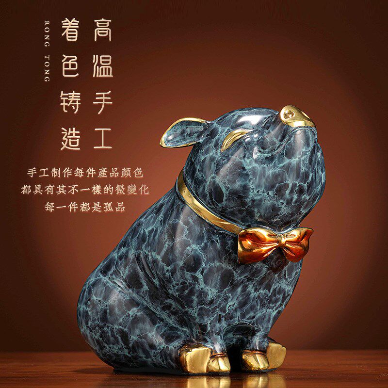 黄铜招财金猪摆件吉祥圆满全铜猪家居客厅酒柜办公桌装饰品