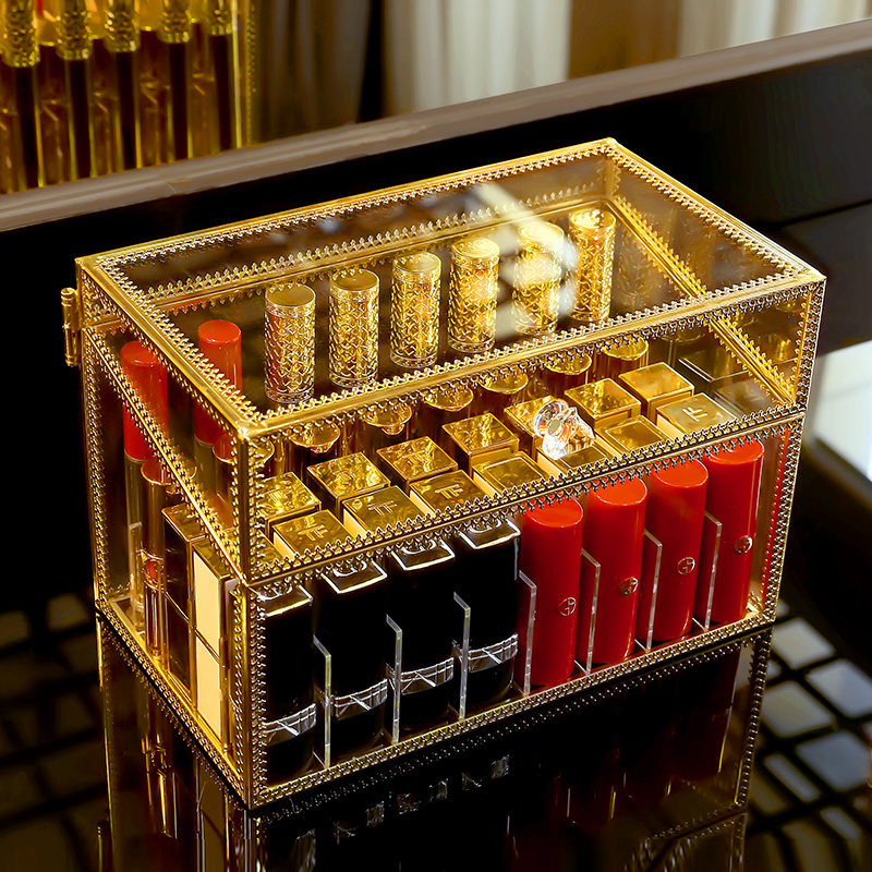 口红收纳盒桌面多l格装化妆品的盒子带盖网红欧式小奢华唇釉架子