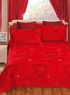 结婚牀单单件红色牀单大红色婚庆1.5米牀1.8米牀2.0m牀双人酒店用