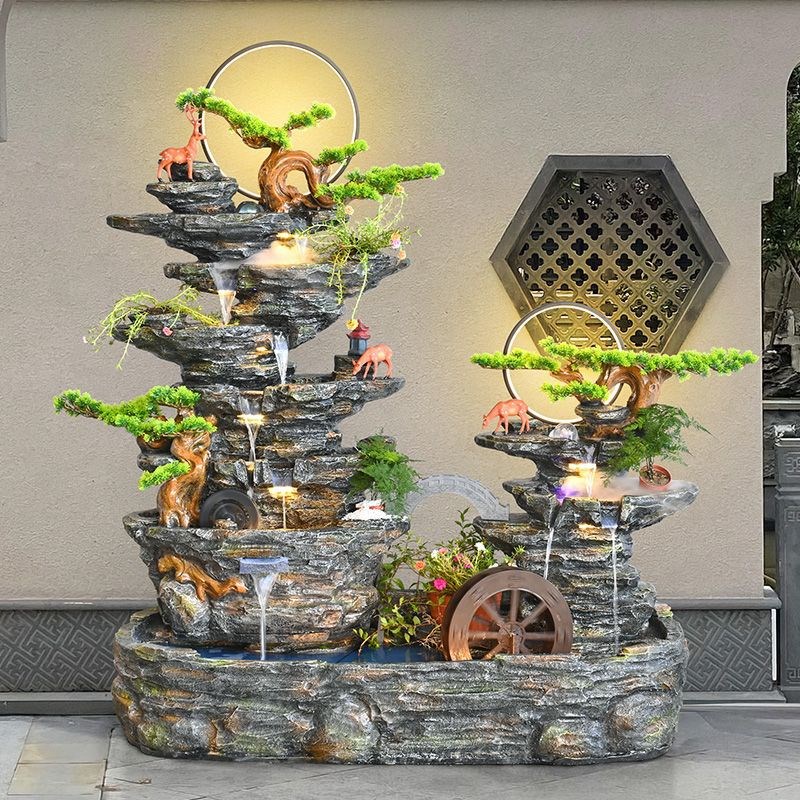 假山流水喷泉循环水鱼池造景庭院户外阳台公司办公室招财水景摆件