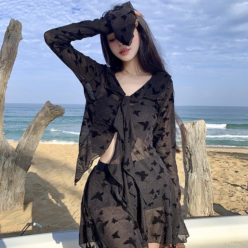 2025新款大码比基尼泳衣女三件套高级感分体胖Omm小胸海边度假温