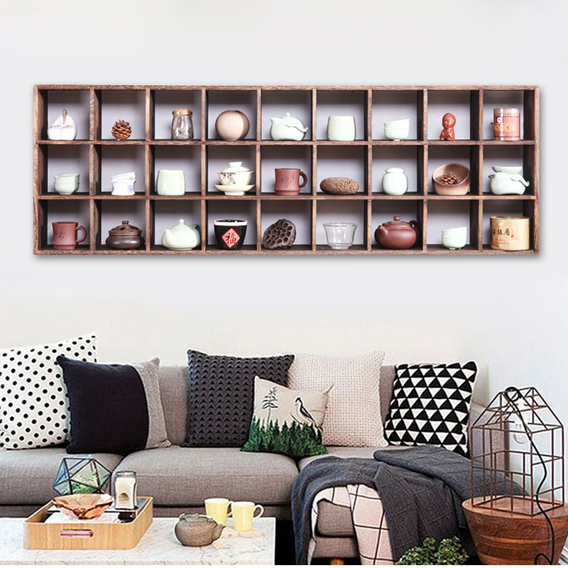 实木多宝阁茶杯架茶壶茶具壁挂中式挂墙小博古架收纳柜置物展示架