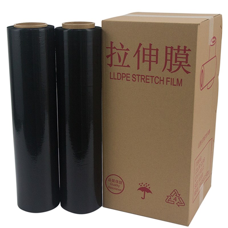 诺天打黑膜缠绕膜工业用PE遮光物流保鲜薄膜包膜保护膜拉伸膜包装