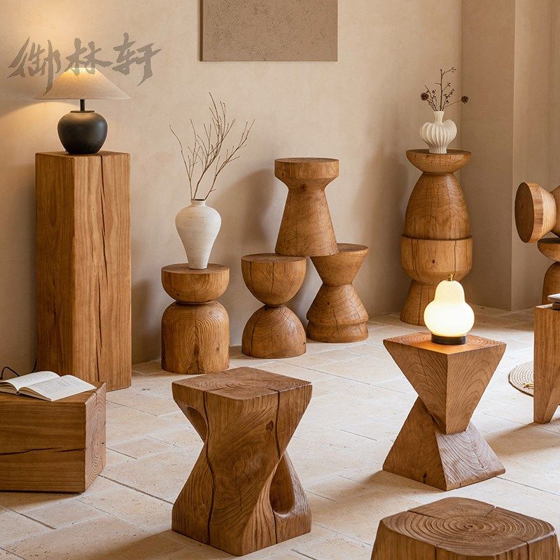 实木墩子侘寂原木凳子民宿边几角几服装店中古摆件根雕矮凳换鞋凳,住宅家具,根雕凳子,淘宝优惠券,粉丝福利购,淘宝优惠卷