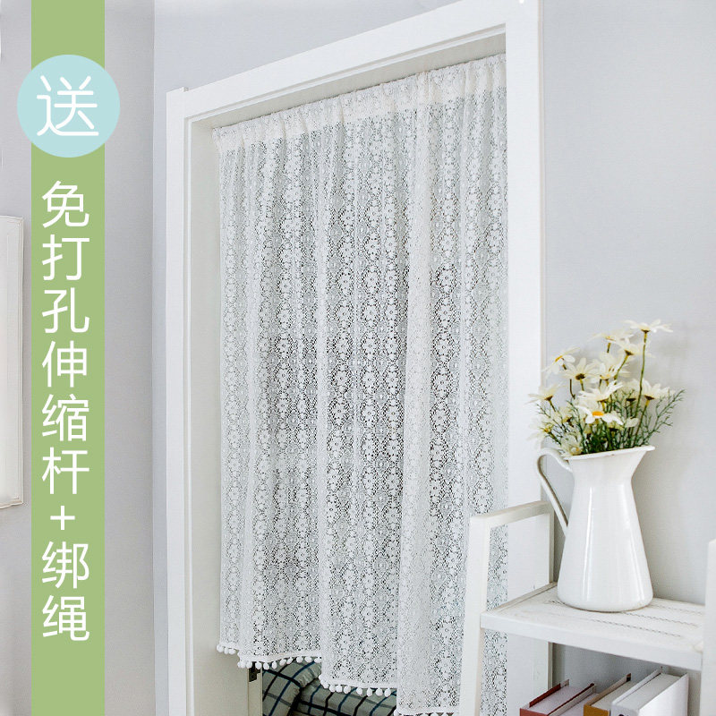 半截门帘家用卧室夏季客厅隔w断帘网红布艺厨房窗户遮挡帘子免打