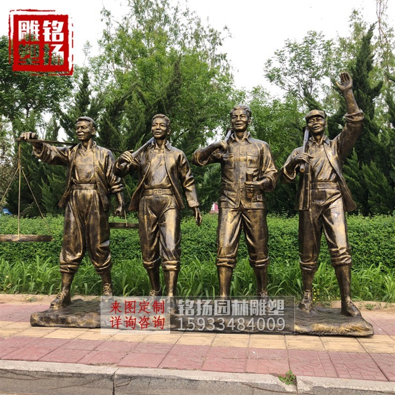 玻璃钢民俗雕塑展馆人物雕塑定制户外大型园林景观铸铜摆件