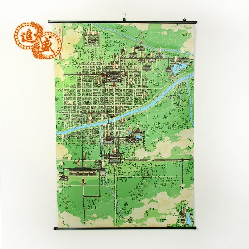 秦咸阳城 历史文创地图 手绘地图 挂画O 80X120cm