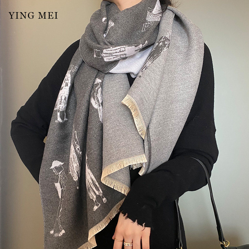 盈妹百变方小呆情侣披肩两用男士围E巾冬季高档韩版百搭女保暖围