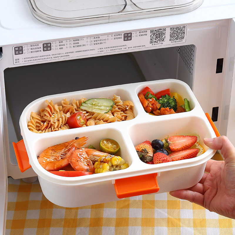 野餐水果盒保鲜盒三格饭盒网红可爱儿童M便当盒小学生餐盒外带