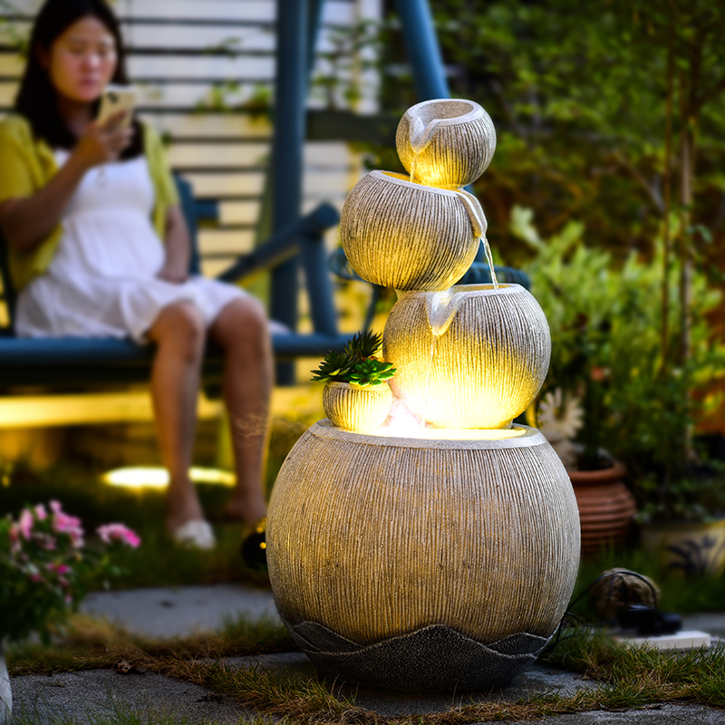 落地流水喷泉摆件循环水客厅玄关家居办公室装饰品V假山庭院水景