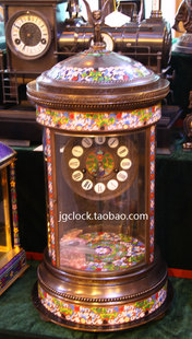 软装 仿古座钟 摆s设饰品 机械座钟 工艺纯铜景泰蓝园亭钟675m 欧式