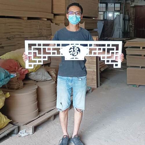 门楣挂落中式PVC镂空雕花板木塑板通花板花格月亮W门玄关隔断屏风