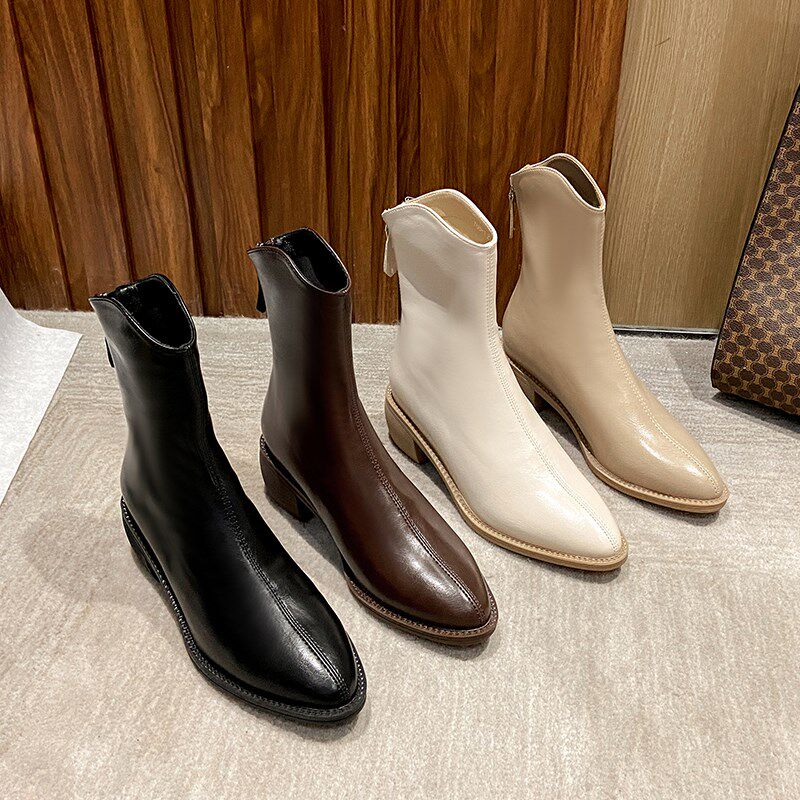 尖头马丁靴女g2024新款V口西部牛仔春秋单靴夏季薄款短靴女小个子