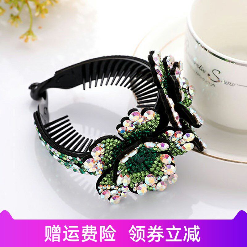 新款发饰时尚绚丽女精致花朵镶钻发箍淑女头箍饰品发卡盘发马尾扣