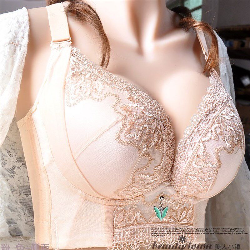 无钢圈六排扣聚拢内衣女大码v收副乳调整型文胸防下垂上托美背胸