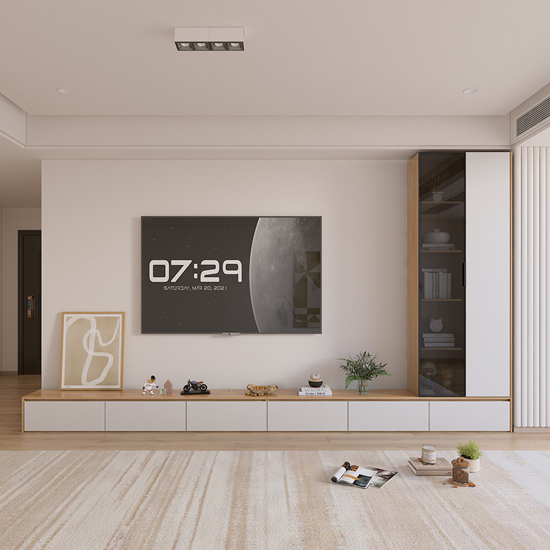 小户型加长电视机柜现代简约客厅家用储物柜一体组合背景墙柜,住宅家具,电视柜,淘宝优惠券,粉丝福利购,淘宝优惠卷