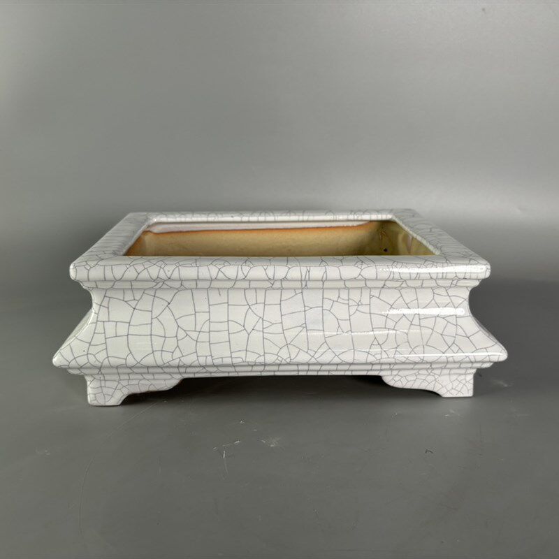 一风堂石湾花盆高温烧制收腰长发盆景盆内23x14x7cm