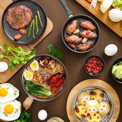 多功能家用迷你电火锅宿舍分体式电锅多功能电煮锅陶瓷不粘电炒锅