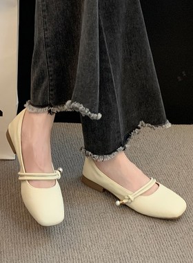 平底17443晚温柔仙女风单鞋晚女2024新春秋低跟珍玛款丽豆豆奶奶