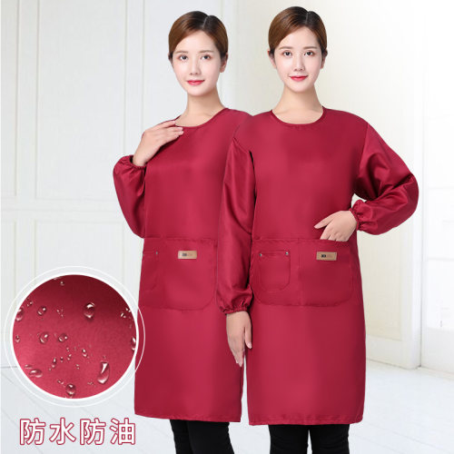 围裙定制logo印字奶茶店工作服女家用厨房防P水大人罩衣男加厚冬