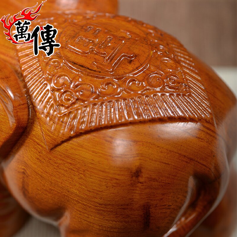 木雕大象摆件实木头雕刻一对象大号红木家居装饰品客厅玄关工艺品