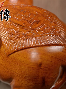 木雕大象摆件实木头雕刻一对象大号红木家居装饰品客厅玄关工艺品