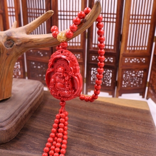 朱砂胶泥观音笑佛像挂件红砂珠饰包挂钥匙扣吊坠男女通用手工编制