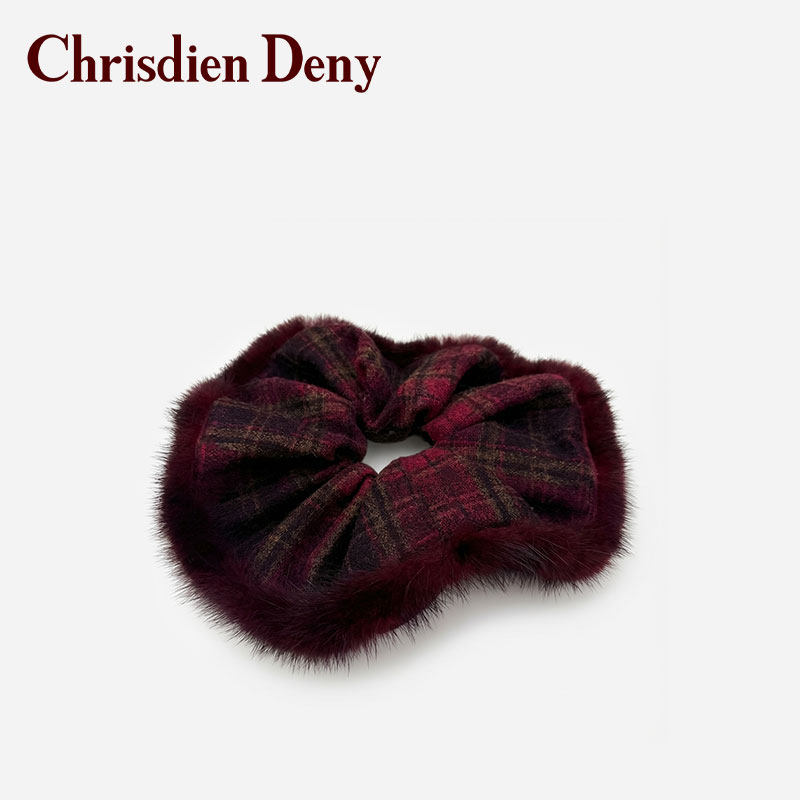 【1-21】Chrisdien Deny 复古甜美格纹毛绒发圈秋冬发饰K552802,饰品/流行首饰/时尚饰品新,发饰,淘宝优惠券,粉丝福利购,淘宝优惠卷