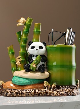 节节高升熊猫笔筒轻奢高级感x桌面摆件办公室送领导送老师学生礼