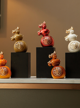 新中式客厅电视柜装饰n招财创意家居2023年新款网红小葫芦寓意摆