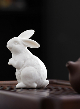 陶瓷兔子桌e面禅意家居装饰品花盆造景花宠创意牛气冲天茶宠摆件