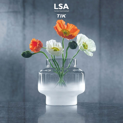 LSA进口水晶花瓶迷雾MIST磨砂玻璃花器样板间Q摆件轻奢北欧风极简