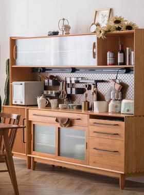 北欧实木餐边柜现代简约茶水柜客厅靠墙储物高柜家用厨房收纳橱柜