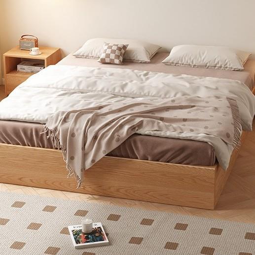 实木床现代简约双人床主卧榻榻米1米8高箱储物气压床1.5m单人床架