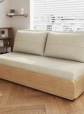 原木风沙发床简约小户型阳台双人多功能储物折叠两用布艺床