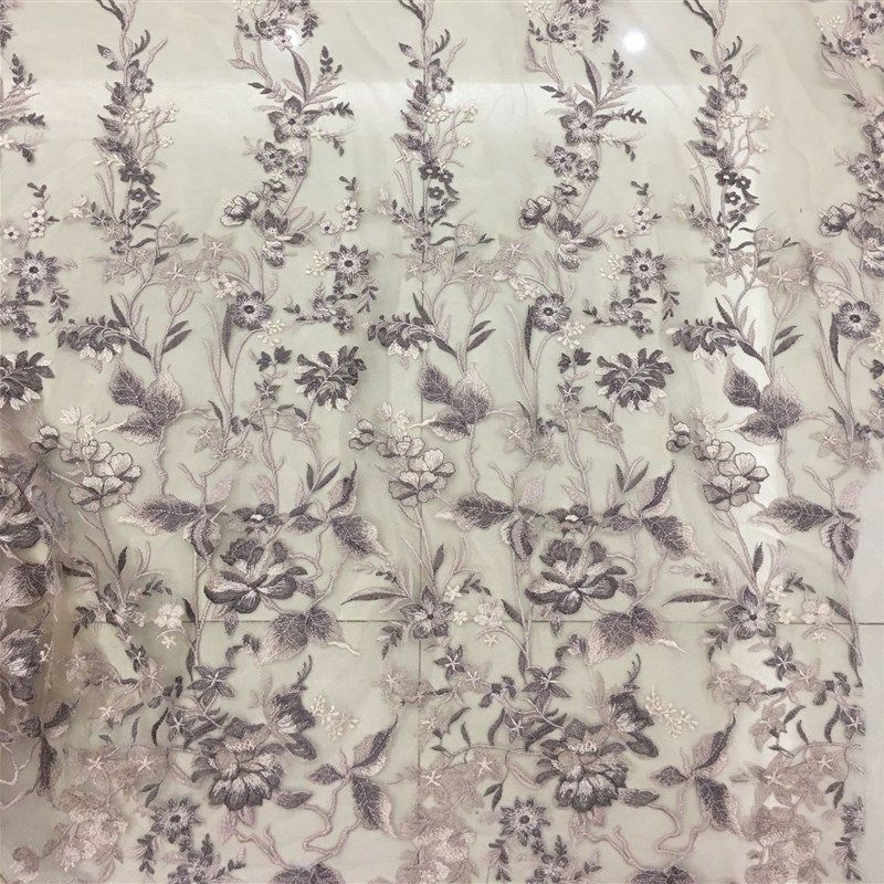 新款满幅多色蔓藤刺绣蕾丝面料  女装礼服婚纱连衣裙网纱绣花面料