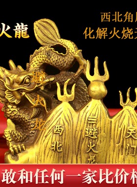 纯铜避火龙化解厨房火烧天门西北角乾卦招財鎮宅家居工艺品龙摆件