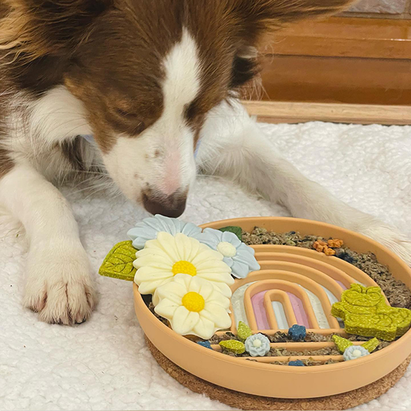 宠物硅胶慢食碗猫咪狗狗喂食碗舔食垫缓食益智丰容玩具吸盘防打翻