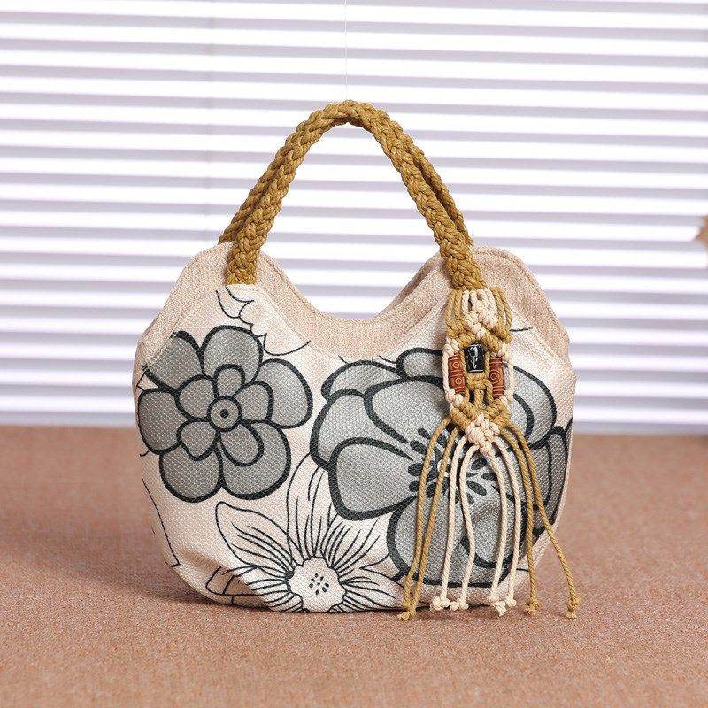 民族风新款棉麻布包花卉休闲文艺手提拎包拉链袋轻便包帆布袋女包,箱包皮具/热销女包/男包,通用款女包,淘宝优惠券,粉丝福利购,淘宝优惠卷