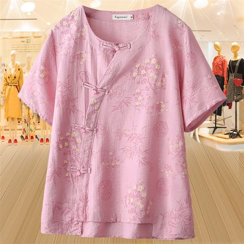 加肥加大码女装夏季上衣200斤洋派时尚覆古中年胖妈妈小衫短袖T恤